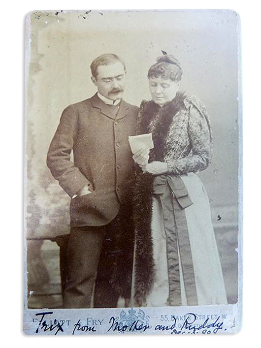Rudyard Kipling with his mother, signed, 'Trix.' Ewbank's image.